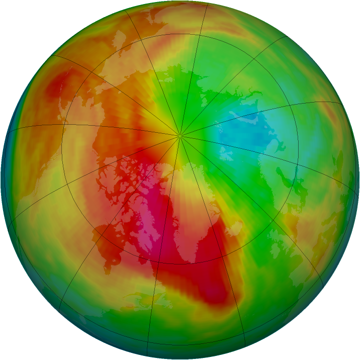 Arctic ozone map for 11 March 1986